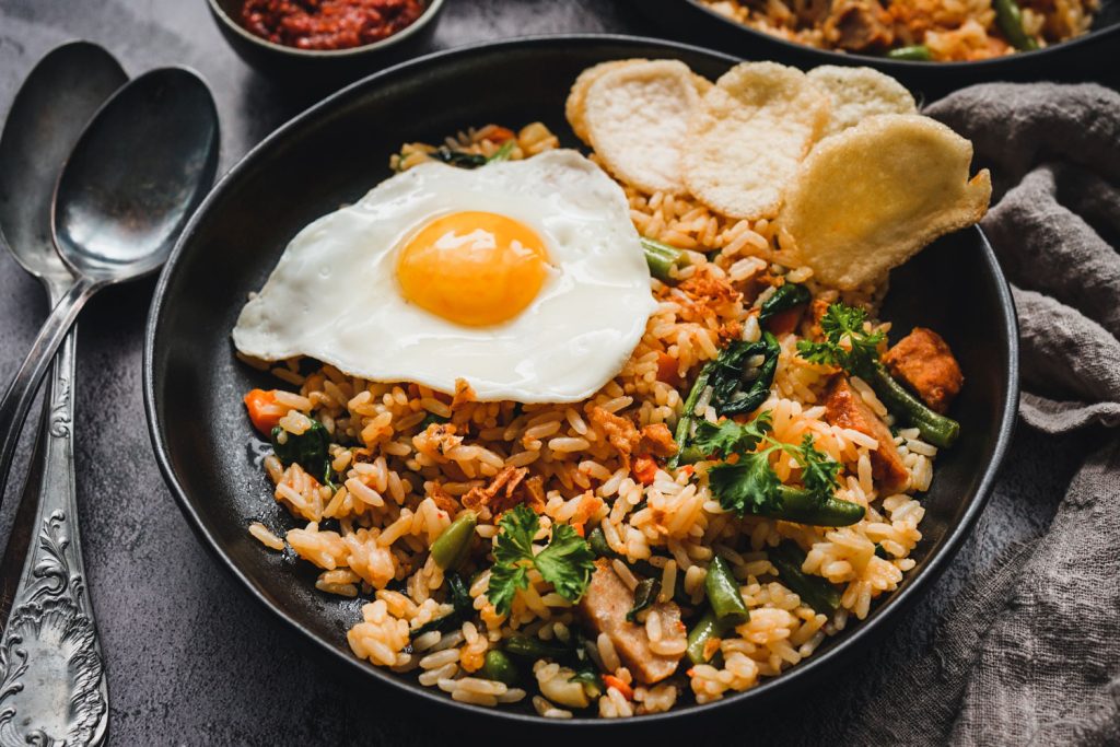 Nasi goreng with a fried egg on top