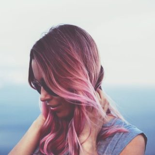 black hair with pink highlights