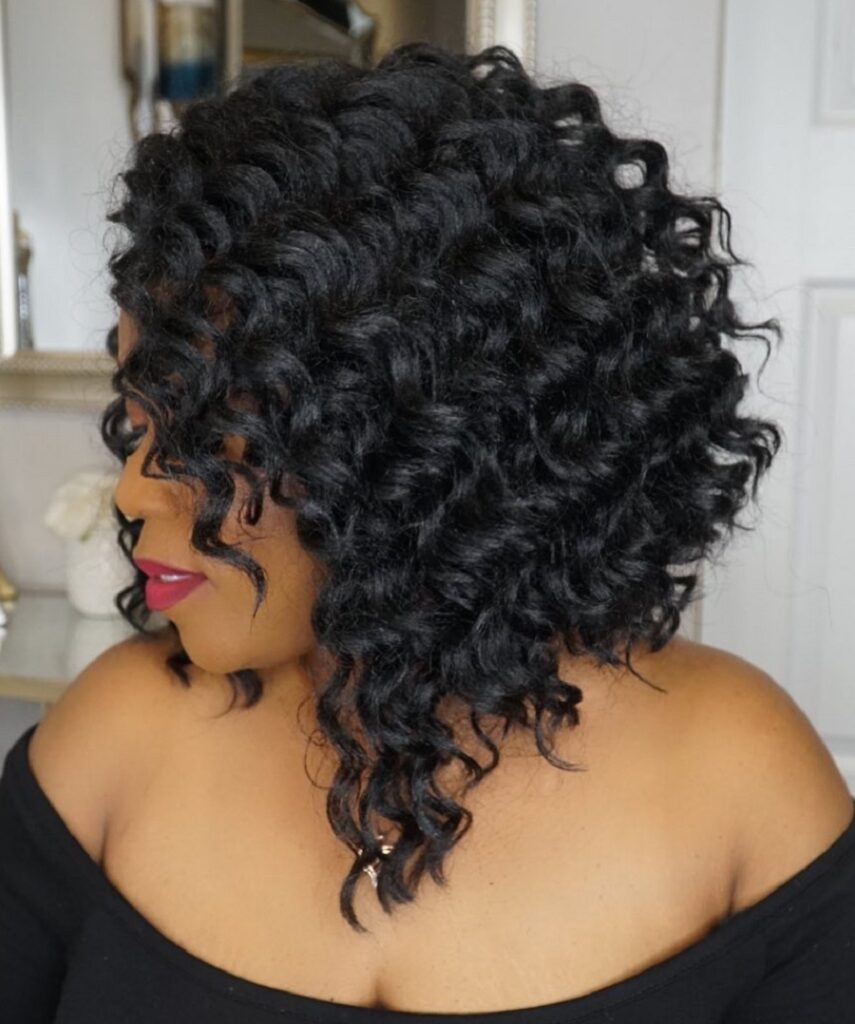 long asymmetrical crochet bob