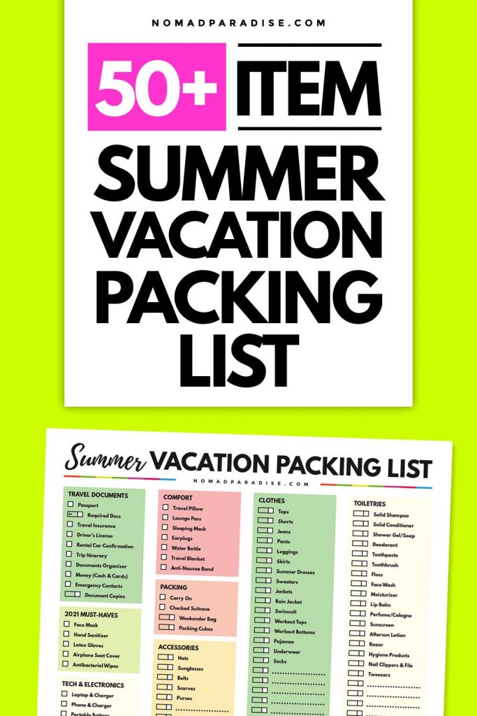 50+ Item Summer Vacation Packing List