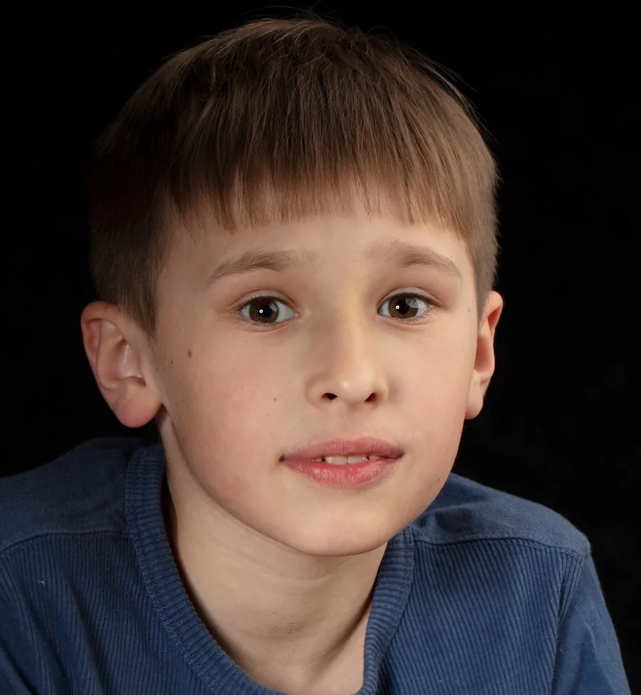 10 year old boy with straight bangs hairstyle