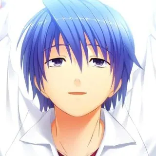 anime boy with blue hair