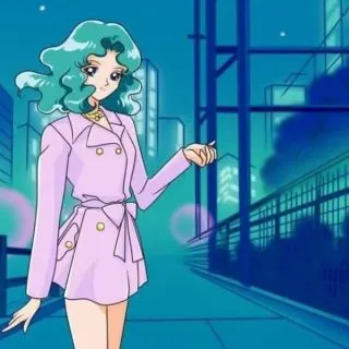 anime girl with green hair