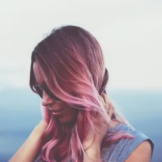 black hair with pink highlights