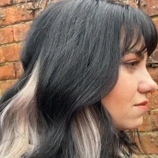 black hair with white underneath