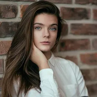 brown hair with blue eyes