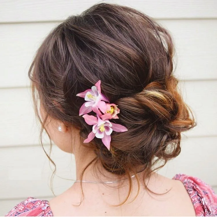 brunette hair bun for older women