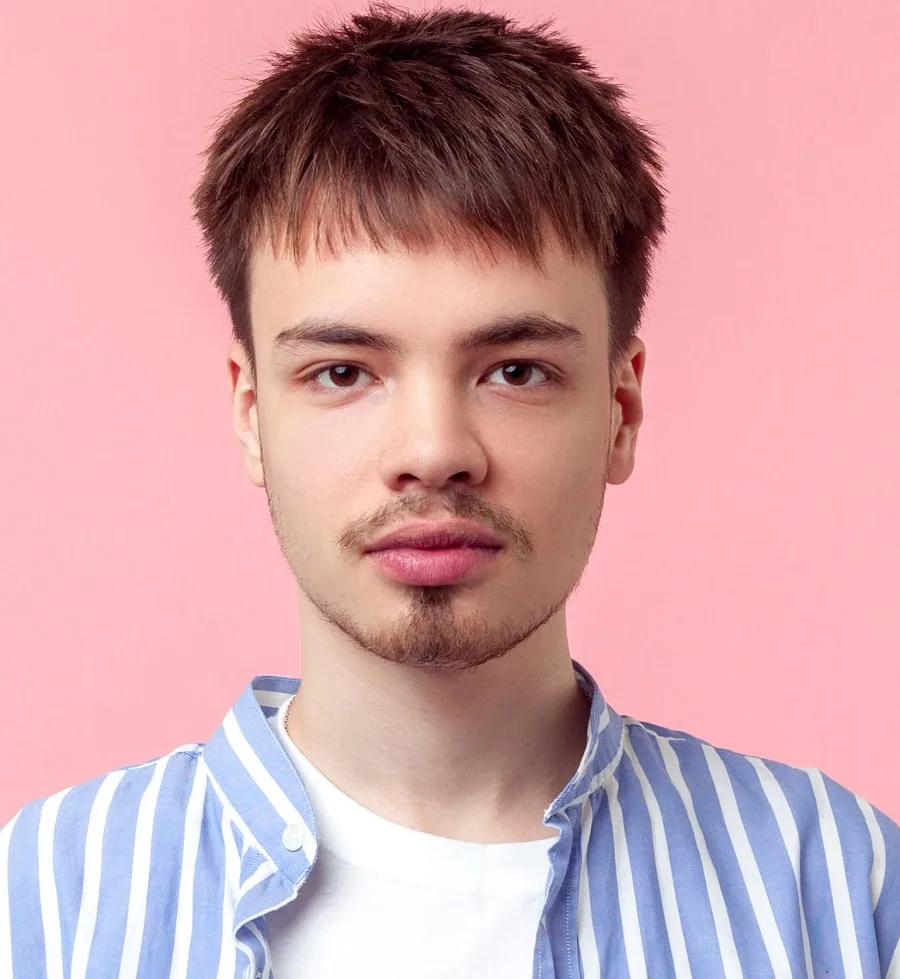 choppy bangs hairstyle for Asian men with balding crown