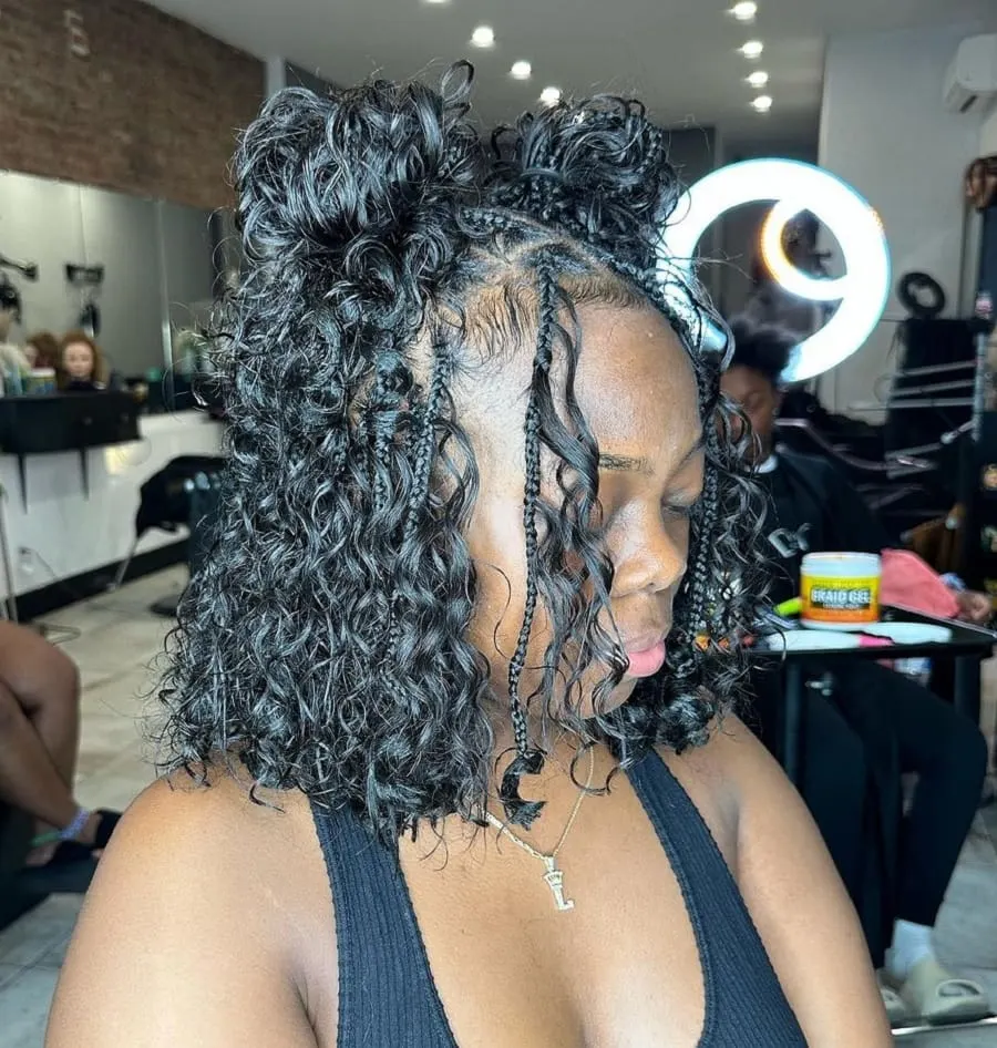 crochet bob braids with space buns
