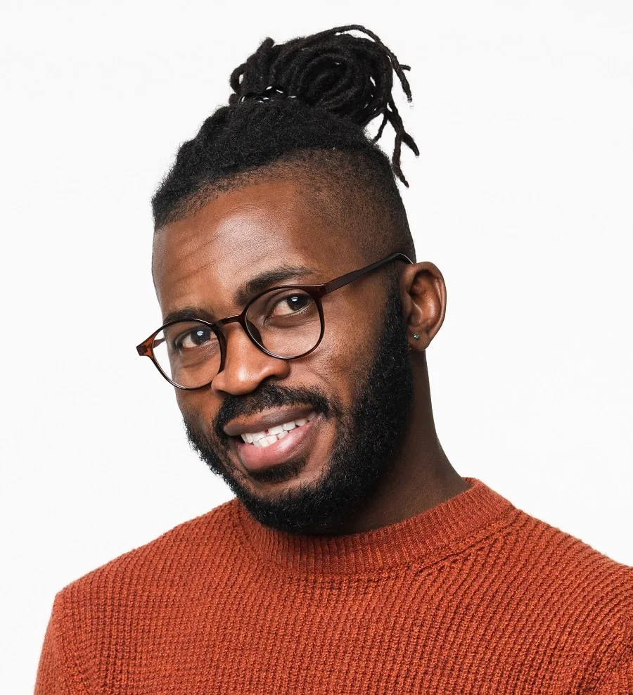 dreadlocks man bun for balding crown