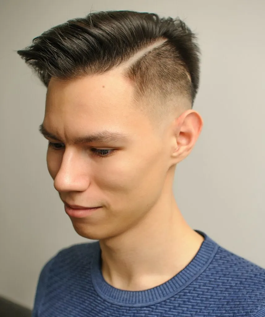 hard part fade haircut for balding crown