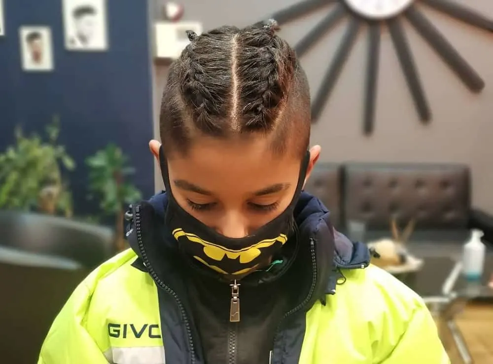 little boy's inverted braids
