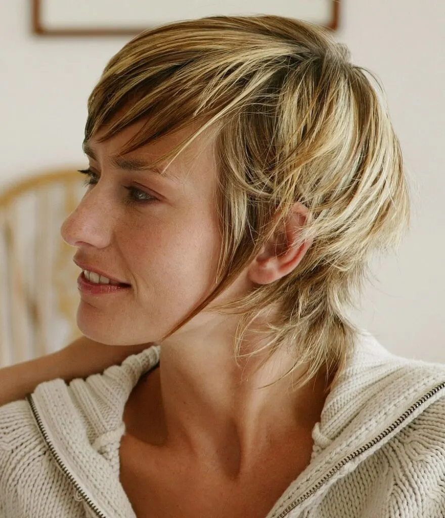 long edgy pixie with highlights