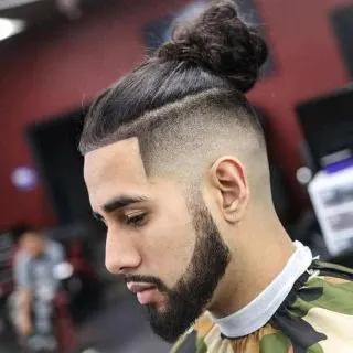 man bun with fade