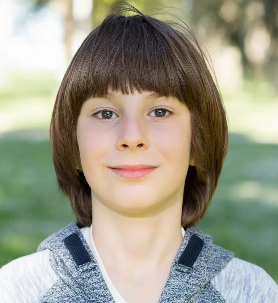 medium bob with bangs for 10 year old boy