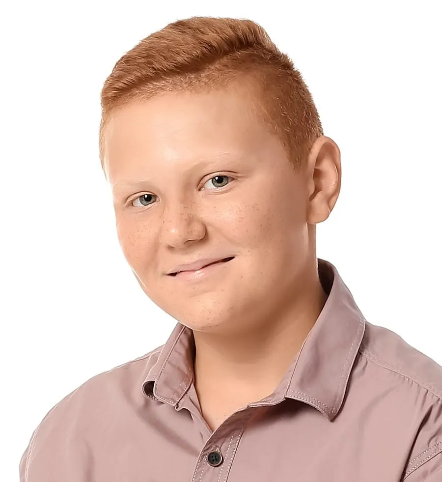 redhead boy long top hair with short sides