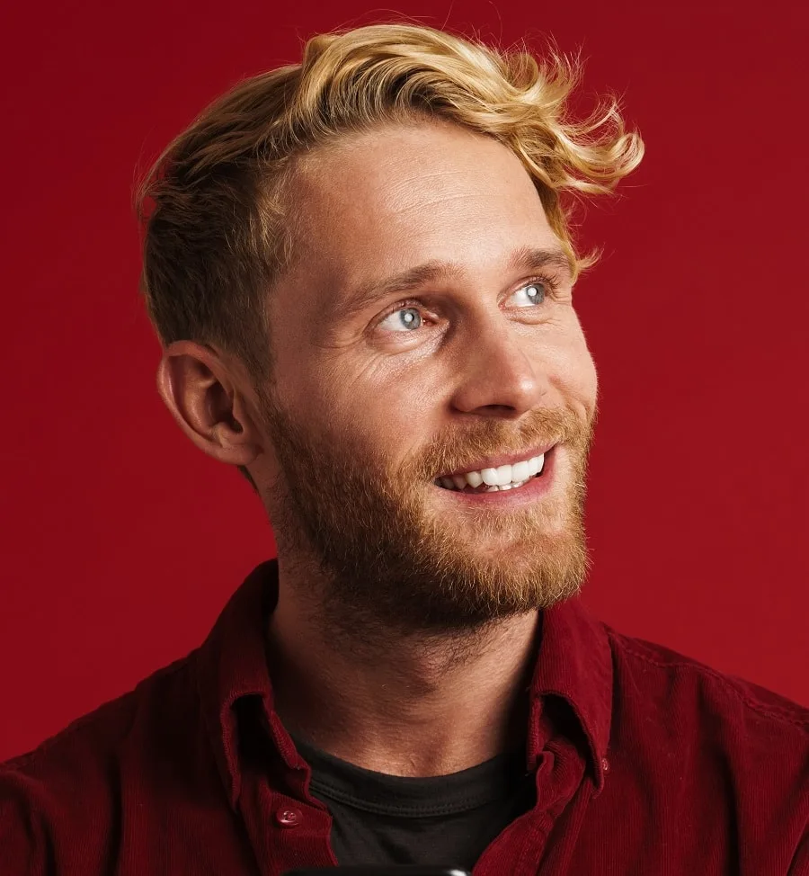 side swept bangs hairstyle for balding crown