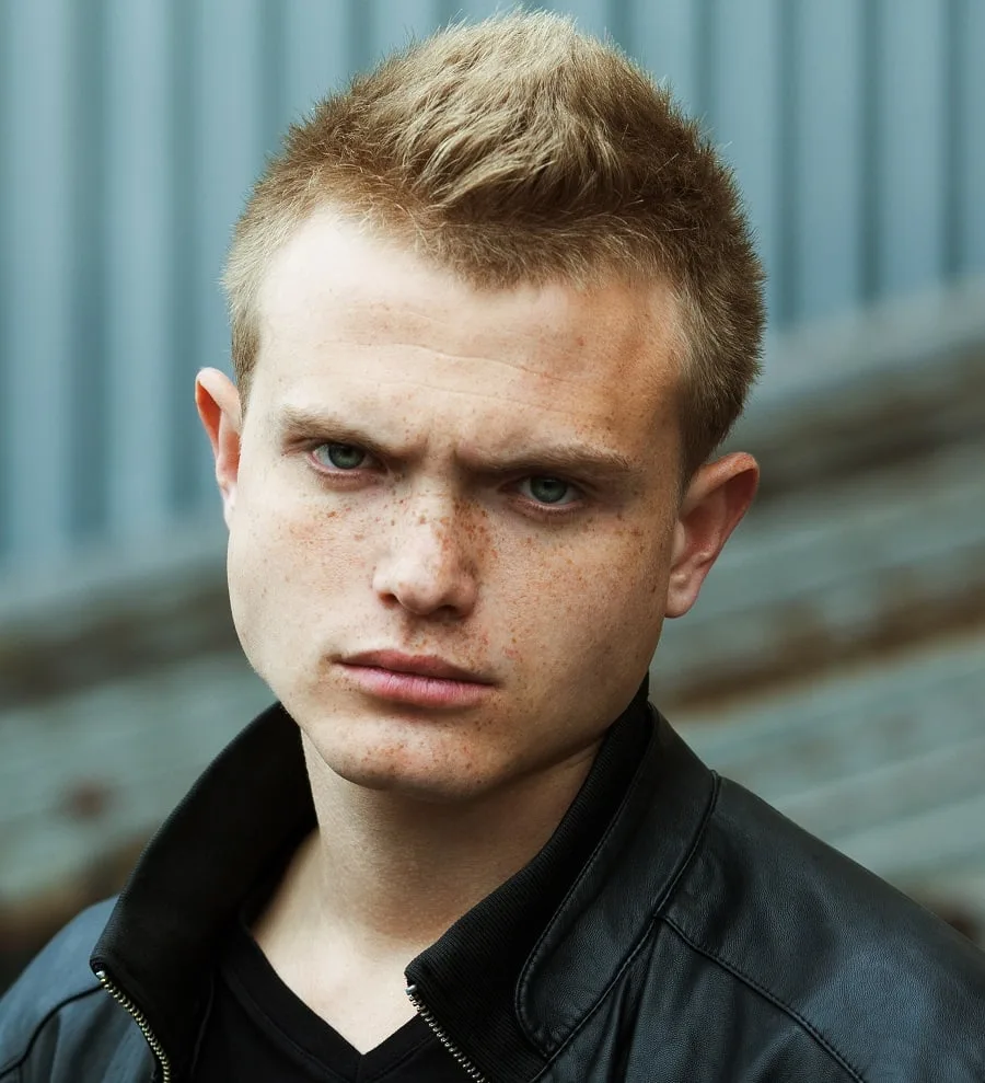 spiky textured hairstyle for men with balding crown
